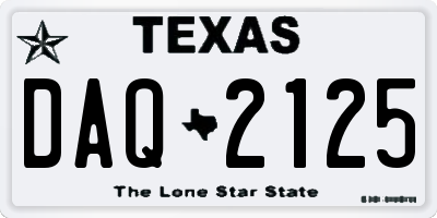 TX license plate DAQ2125