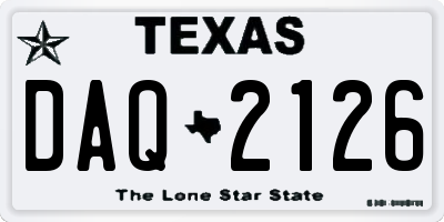 TX license plate DAQ2126