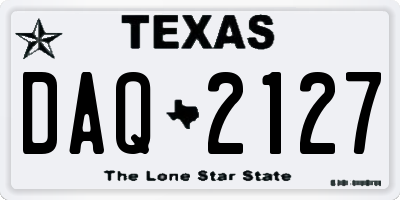 TX license plate DAQ2127