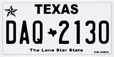 TX license plate DAQ2130