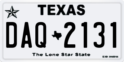 TX license plate DAQ2131
