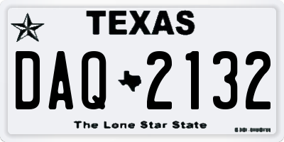 TX license plate DAQ2132