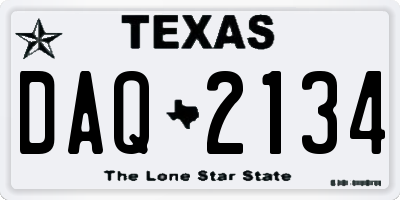 TX license plate DAQ2134