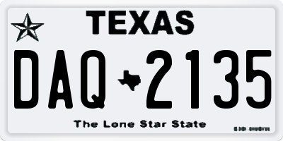TX license plate DAQ2135