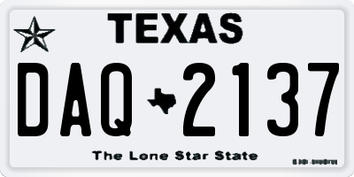 TX license plate DAQ2137