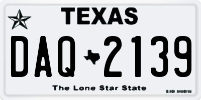 TX license plate DAQ2139