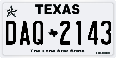 TX license plate DAQ2143