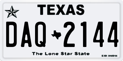 TX license plate DAQ2144