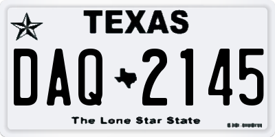 TX license plate DAQ2145