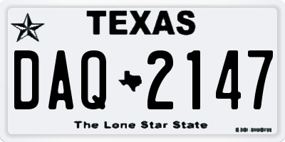 TX license plate DAQ2147