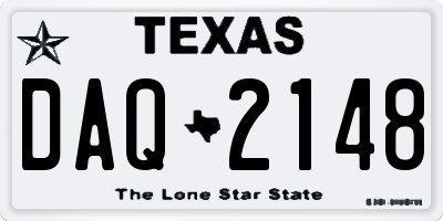 TX license plate DAQ2148