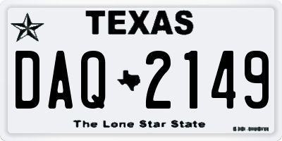 TX license plate DAQ2149