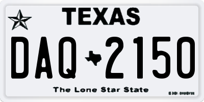 TX license plate DAQ2150
