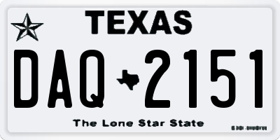 TX license plate DAQ2151