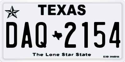 TX license plate DAQ2154