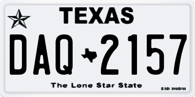 TX license plate DAQ2157