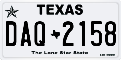 TX license plate DAQ2158