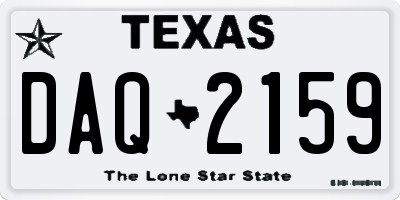 TX license plate DAQ2159