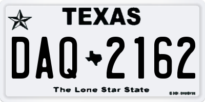 TX license plate DAQ2162