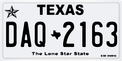 TX license plate DAQ2163