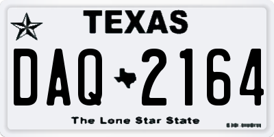 TX license plate DAQ2164