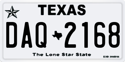TX license plate DAQ2168