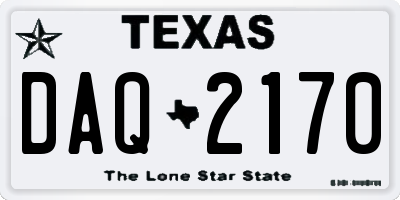 TX license plate DAQ2170