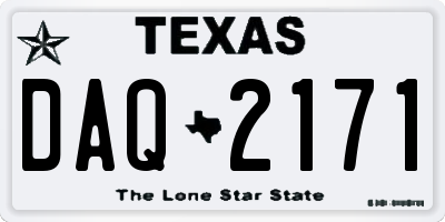 TX license plate DAQ2171