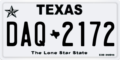 TX license plate DAQ2172