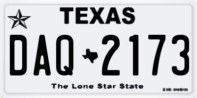 TX license plate DAQ2173