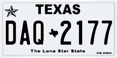 TX license plate DAQ2177