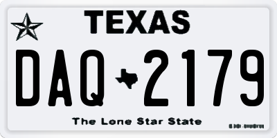 TX license plate DAQ2179