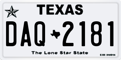 TX license plate DAQ2181
