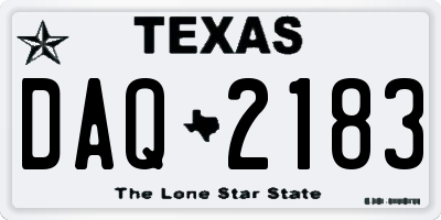 TX license plate DAQ2183