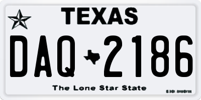 TX license plate DAQ2186