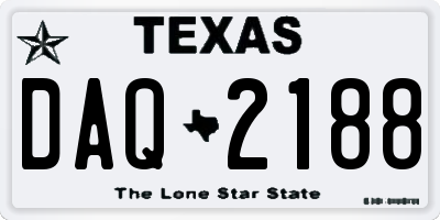 TX license plate DAQ2188