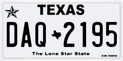 TX license plate DAQ2195
