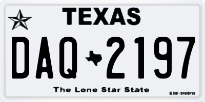TX license plate DAQ2197