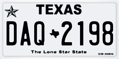 TX license plate DAQ2198