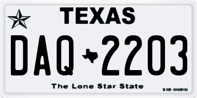 TX license plate DAQ2203