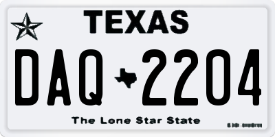 TX license plate DAQ2204