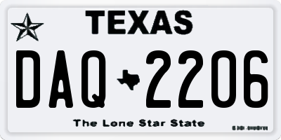 TX license plate DAQ2206