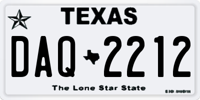 TX license plate DAQ2212