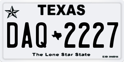 TX license plate DAQ2227