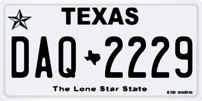 TX license plate DAQ2229