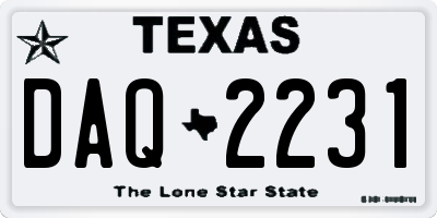 TX license plate DAQ2231