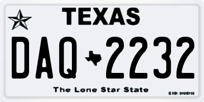 TX license plate DAQ2232
