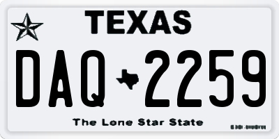 TX license plate DAQ2259