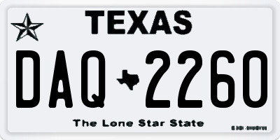 TX license plate DAQ2260