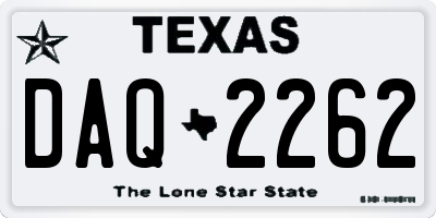 TX license plate DAQ2262